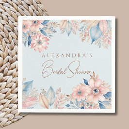 Dusty Blue Rosa Blommigt Boho Chic Möhippa Pappersservett