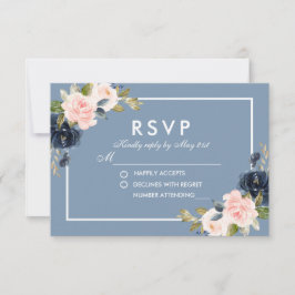 Dusty Blue Rosa Blommigt Bröllop OSA