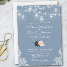 Dusty Blue Rosa Blommigt Bröllop Snöre Ljus