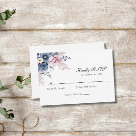 Dusty Blue Rosa Blommigt Elegant bröllop OSA Kort