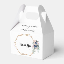 Dusty Blue  Rosa Blommigt Guld Ram Bröllop Presentaskar