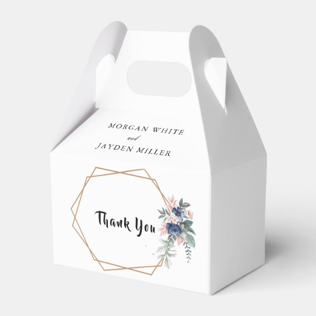 Dusty Blue  Rosa Blommigt Guld Ram Bröllop Presentaskar (Baksidan Sidan)