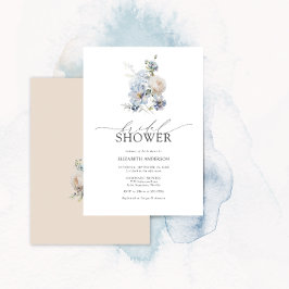 Dusty Blue & Rosa Blommigt Möhippa Inbjudningar