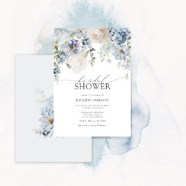 Dusty Blue & Rosa Blommigt Möhippa Inbjudningar