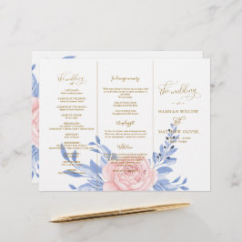 Dusty Blue Rosa Blommigt Rustic Bröllop Ceremony