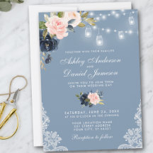 Dusty Blue Rosa Blommigt Snöre Ljus Bröllop