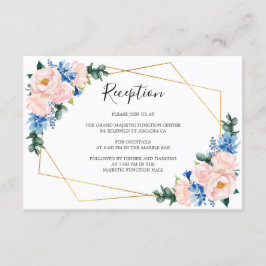 Dusty Blue Rosa Geometric Blommigt Reception Tilläggskort