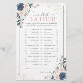 Dusty Blue  Rosa Guld Blommigt Shower Game