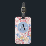Dusty Blue Rosa Hydrangea Bagagebricka<br><div class="desc">Vattenfärgad bukett med vattenånga i mjuk pastellfärgad rosa och dammiga blå toner. Anpassade med ditt monogram och namn.</div>