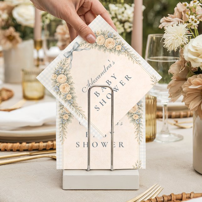 Dusty Blue Rose Arch Baby Shower Pappersservett (Skapare uppladdad)