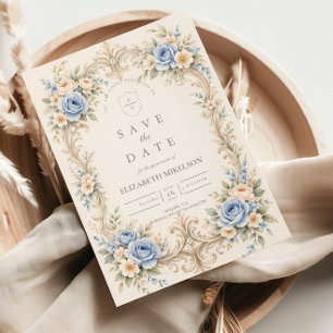 Dusty Blue Rose Barock Quinceañera Spara Datumet