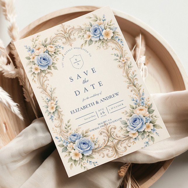 Dusty Blue Rose Baroque Wedding Spara Datumet (Skapare uppladdad)
