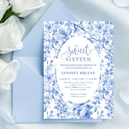 Dusty Blue Roses Digital Sweet 16 Invitation Inbjudningar