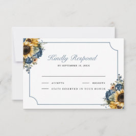 Dusty Blue Roses Sunflowers Wedding OSA Kort