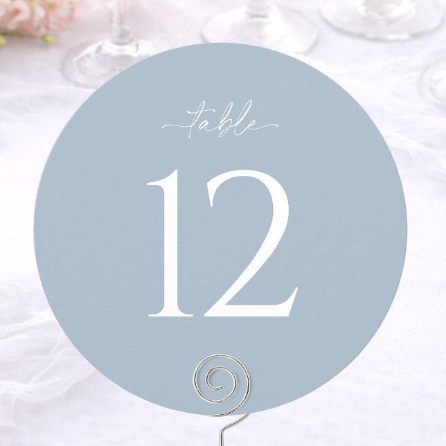 Dusty Blue Round Wedding Table Number Inbjudningar (Skapare uppladdad)
