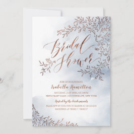 Dusty blue rustic blommigt calligraphy-möhippa inbjudningar