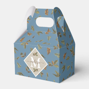 Dusty Blue Rustic Brown Lövs Monogrammed Presentaskar