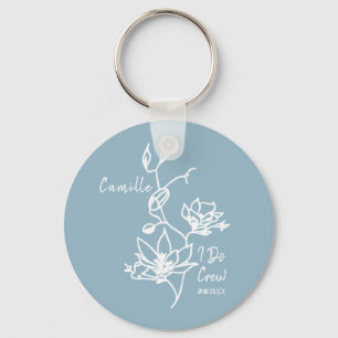 Dusty Blue Rustic I Do Crew Bridesmaid Möhippa Nyckelring