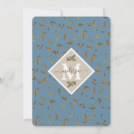 Dusty Blue Rustic Löv Monogrammed Note Card Tack Kort