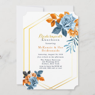 Dusty Blue & Rusty Peony Blommigt Bridesmaids Lunc Inbjudningar