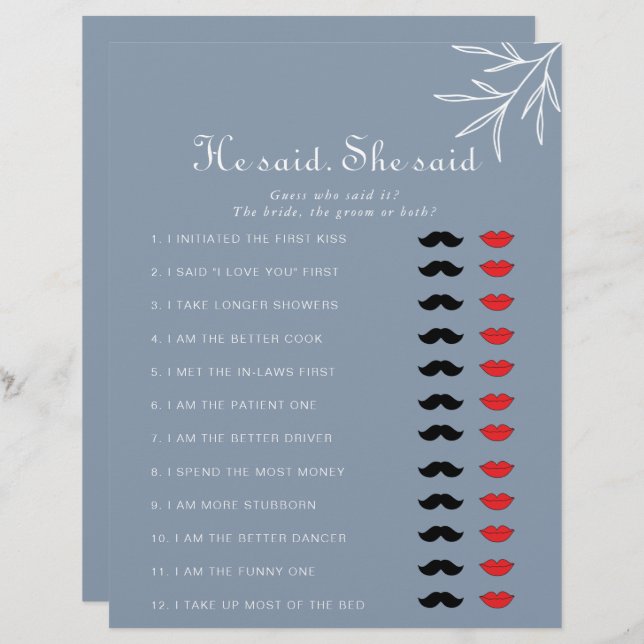 Dusty Blue sa att hon sa Möhippa Game (Fram/baksida)