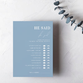 Dusty Blue sa att hon sa Möhippa Game Inbjudningar