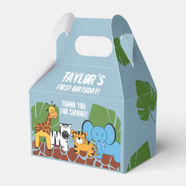 Dusty Blue Safari Animal First Födelsedagsfest Presentaskar