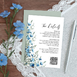Dusty Blue & Sage Boho Wildflowers QR Code Details Tilläggskort