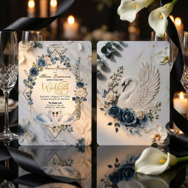 Dusty Blue Sage & Cream Geometric Wedding Inbjudningar