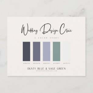 Dusty Blue Sage Grönt Färg Palette med hex Codes Vykort