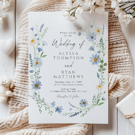 Dusty Blue Sage Wildflower Floral Wedding Inbjudningar