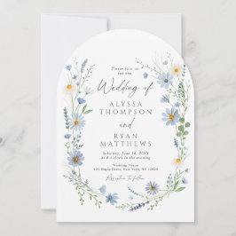 Dusty Blue Sage Wildflower Floral Wedding Inbjudningar