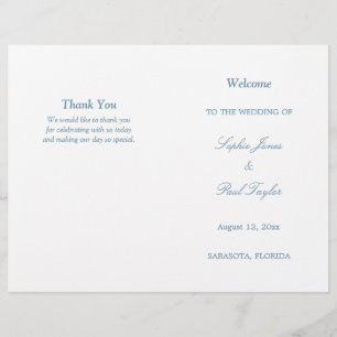 Dusty Blue Script Bi-Fold-Bröllopsprogram