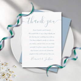 Dusty Blue Script Bröllop Tack Place Card Placeringskort