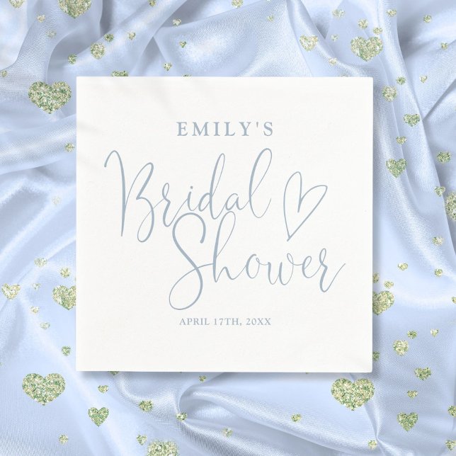 Dusty Blue Script Calligraphy-Möhippa Pappersservett (Dusty Blue Script Calligraphy Bridal Shower Napkins)