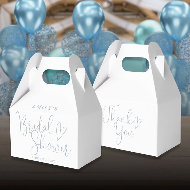 Dusty Blue Script Calligraphy-Möhippa Presentaskar (Dusty Blue Script Calligraphy Bridal Shower Favor Boxes)