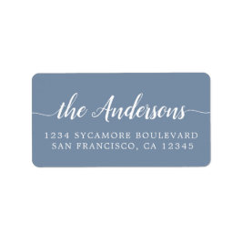 Dusty Blue Script Family Return Address Label Adressetikett
