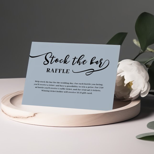 Dusty Blue Script Fyll baren Bröllopsfest  Tilläggskort (Skapare uppladdad)