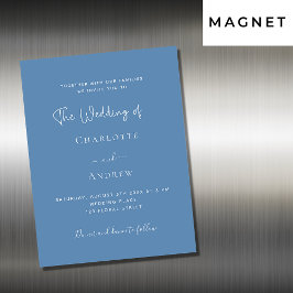 Dusty blue script lyxury bröllop magnetisk inbjudningskort