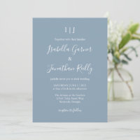 Dusty Blue Script Modernt Monogram Elegant Bröllop