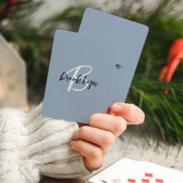 Dusty Blue Script Monogram Casinokort