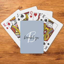 Dusty Blue Script Monogram Casinokort