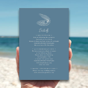 Dusty Blue Seashell Beach Destination Wedding Tilläggskort