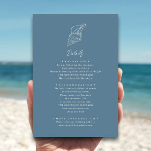 Dusty Blue Seashell Beach Destination Wedding Tilläggskort