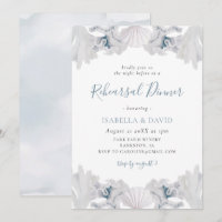 Dusty Blue Seashell Beach Rehearsal Dinner
