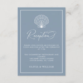 Dusty Blue Seashell Beach Wedding Reception Tilläggskort