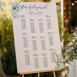 Dusty Blue Seating Chart | Elegant Vår bröllop Poster