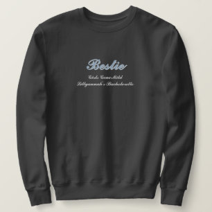 Dusty Blue Shadow Script Bröllop Lång Ärmad Tröja