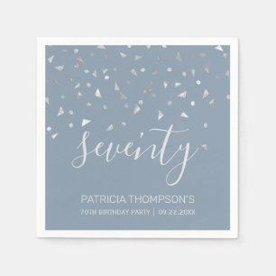 Dusty Blue Silver Confetti 70:e Födelsedagsfesten Pappersservett