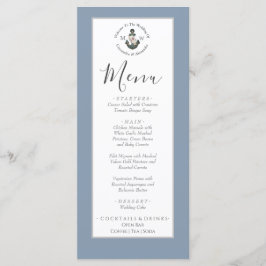 Dusty Blue silver grått, nautiskt bröllop Meny